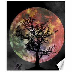 Full Moon Silhouette Tree Night Canvas 8  X 10  by Pakrebo