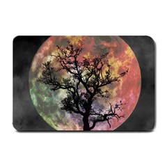 Full Moon Silhouette Tree Night Small Doormat  by Pakrebo