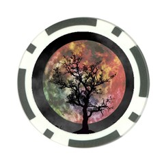 Full Moon Silhouette Tree Night Poker Chip Card Guard by Pakrebo