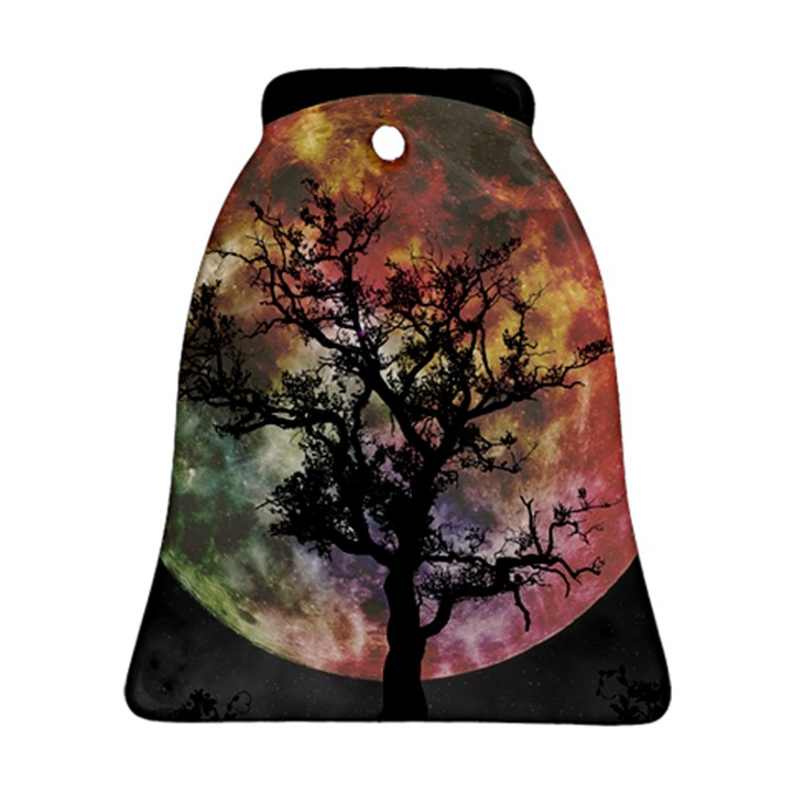 Full Moon Silhouette Tree Night Bell Ornament (Two Sides)