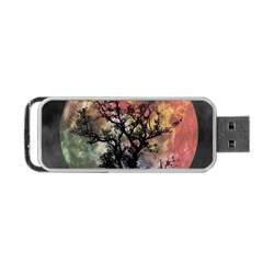 Full Moon Silhouette Tree Night Portable Usb Flash (one Side) by Pakrebo