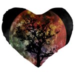 Full Moon Silhouette Tree Night Large 19  Premium Heart Shape Cushions Front