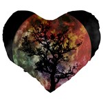 Full Moon Silhouette Tree Night Large 19  Premium Heart Shape Cushions Back