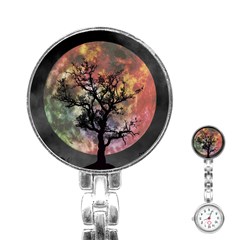 Full Moon Silhouette Tree Night Stainless Steel Nurses Watch by Pakrebo