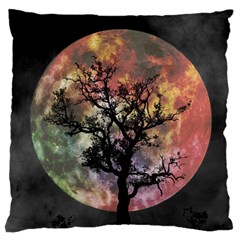 Full Moon Silhouette Tree Night Large Flano Cushion Case (one Side) by Pakrebo