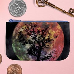 Full Moon Silhouette Tree Night Large Coin Purse by Pakrebo