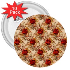 Scrapbook Floral Background Vintage 3  Buttons (10 Pack)  by Pakrebo