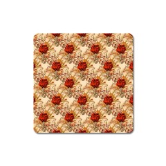 Scrapbook Floral Background Vintage Square Magnet by Pakrebo