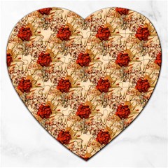 Scrapbook Floral Background Vintage Jigsaw Puzzle (heart)