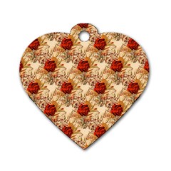 Scrapbook Floral Background Vintage Dog Tag Heart (two Sides) by Pakrebo