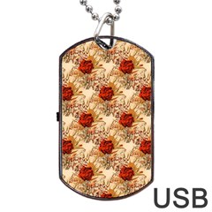 Scrapbook Floral Background Vintage Dog Tag Usb Flash (one Side) by Pakrebo