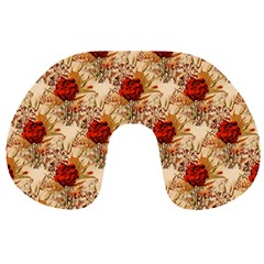 Scrapbook Floral Background Vintage Travel Neck Pillow