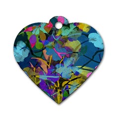 Flowers Abstract Branches Dog Tag Heart (one Side)