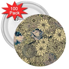 Abstract Art Artistic Botanical 3  Buttons (100 Pack)  by Pakrebo