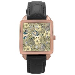 Abstract Art Artistic Botanical Rose Gold Leather Watch  by Pakrebo