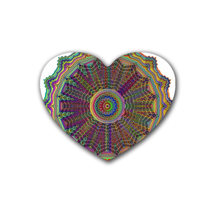 Mandala Decorative Ornamental Rubber Coaster (Heart) 