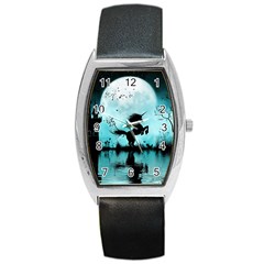 Wonderful Unicorn Silhouette In The Night Barrel Style Metal Watch by FantasyWorld7