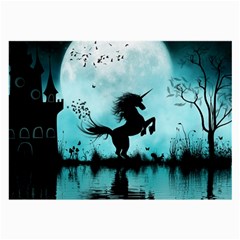 Wonderful Unicorn Silhouette In The Night Large Glasses Cloth (2 Sides) by FantasyWorld7