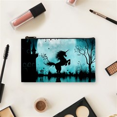 Wonderful Unicorn Silhouette In The Night Cosmetic Bag (small) by FantasyWorld7