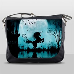 Wonderful Unicorn Silhouette In The Night Messenger Bag by FantasyWorld7