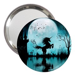 Wonderful Unicorn Silhouette In The Night 3  Handbag Mirrors by FantasyWorld7