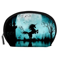 Wonderful Unicorn Silhouette In The Night Accessory Pouch (large) by FantasyWorld7