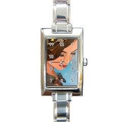 Flower Crown Rectangle Italian Charm Watch by CKArtCreations