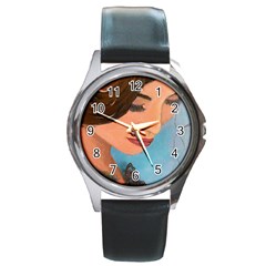 Flower Crown Round Metal Watch by CKArtCreations