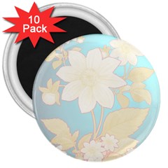 Blonde Dahlia Flowers - By Larenard Studios 3  Magnets (10 Pack) 