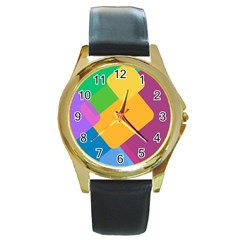 Geometry Nothing Color Round Gold Metal Watch