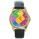 Geometry Nothing Color Round Gold Metal Watch Front