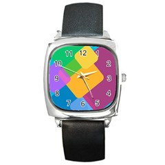 Geometry Nothing Color Square Metal Watch by Mariart