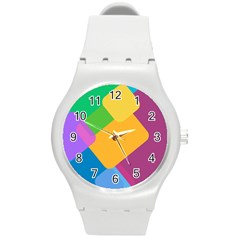 Geometry Nothing Color Round Plastic Sport Watch (m) by Mariart