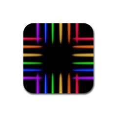 Neon Light Abstract Pattern Rubber Square Coaster (4 Pack)  by Mariart