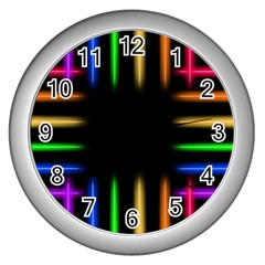 Neon Light Abstract Pattern Wall Clock (silver) by Mariart