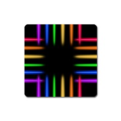 Neon Light Abstract Pattern Square Magnet by Mariart