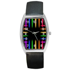 Neon Light Abstract Pattern Barrel Style Metal Watch by Mariart