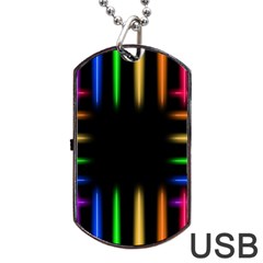 Neon Light Abstract Pattern Dog Tag Usb Flash (two Sides) by Mariart