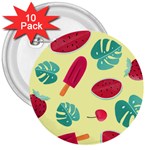 Watermelon Leaves Strawberry 3  Buttons (10 pack)  Front