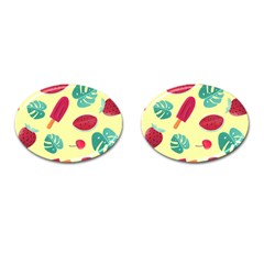 Watermelon Leaves Strawberry Cufflinks (oval)