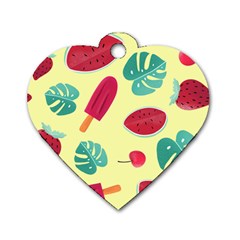 Watermelon Leaves Strawberry Dog Tag Heart (one Side)