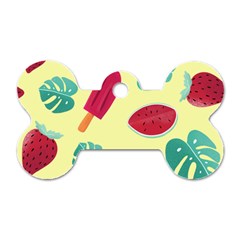 Watermelon Leaves Strawberry Dog Tag Bone (one Side)