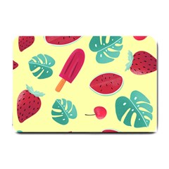 Watermelon Leaves Strawberry Small Doormat  by HermanTelo