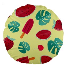 Watermelon Leaves Strawberry Large 18  Premium Round Cushions by HermanTelo