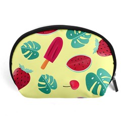 Watermelon Leaves Strawberry Accessory Pouch (large) by HermanTelo