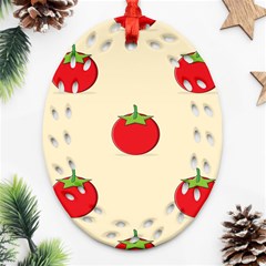 Fresh Tomato Oval Filigree Ornament (two Sides)