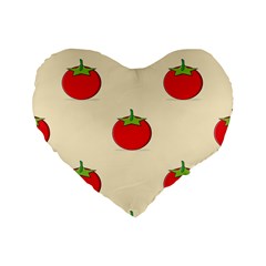 Fresh Tomato Standard 16  Premium Flano Heart Shape Cushions by HermanTelo