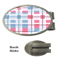 Fabric Textile Plaid Money Clips (oval) 