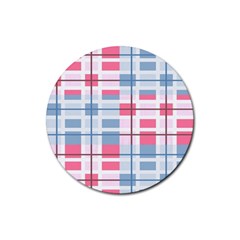 Fabric Textile Plaid Rubber Round Coaster (4 Pack)  by HermanTelo