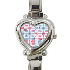 Fabric Textile Plaid Heart Italian Charm Watch